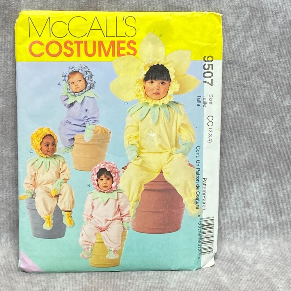 McCalls 9507 Toddler Flower Costumes Sewing Pattern CC (2-4) 1998 Uncut